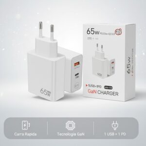 Cargador 65W entrada C y USB