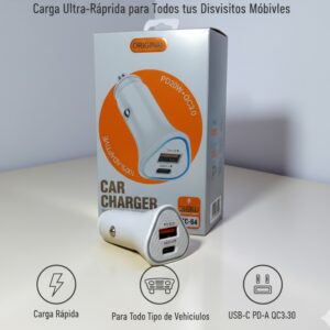 Cargador para Auto 20W C y USB