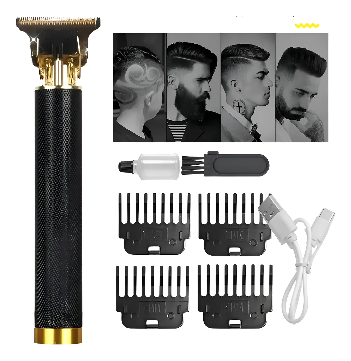 Maquina Barber Vintage T9 Barberia Profesional Recargable